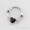 GOTHIC ROSE THORN VINE HEART HINGED SEPTUM CLICKER RING316L SURGICAL STEEL